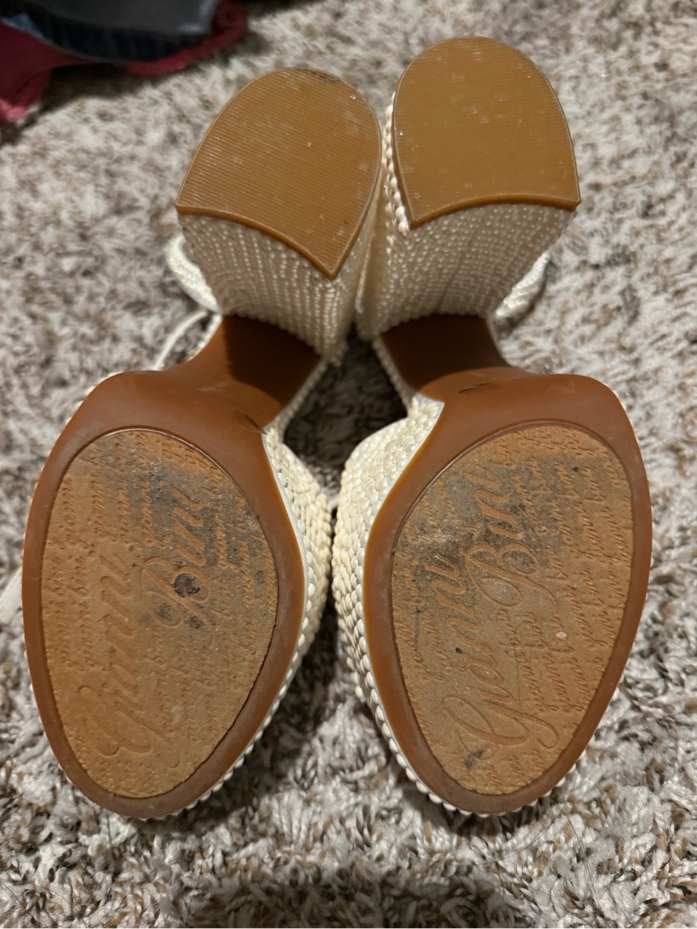 Gianni Bini Ivory Pearl-Embellished Platform Slingback Heels - Picture 4 of 4
